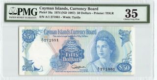 Cayman Islands 1974 (nd 1987) P - 10a Pmg Choice Very Fine 35 50 Dollars