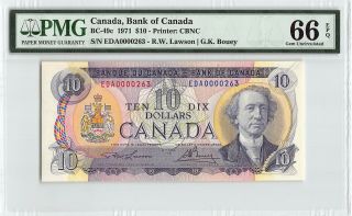 Canada 1971 Bc - 49c Pmg Gem Unc 66 Epq 10 Dollars Low S/n 263