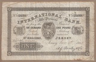 Jersey: 1 Pound Banknote,  (vf),  P - S161,  09.  11.  1865,