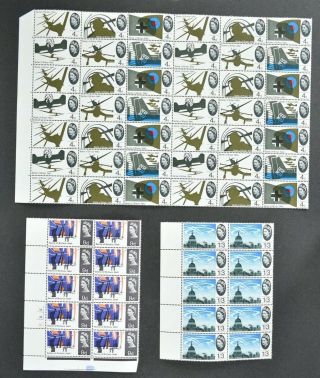1965 Battle Of Britain,  Non - Phosphor Set Of 8 Stamps In Blocks,  Um,  Cat £50.