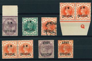 Gb Qv Selection Of 9 Fake/forgery Example Of O.  W.  And Army Official Stamps