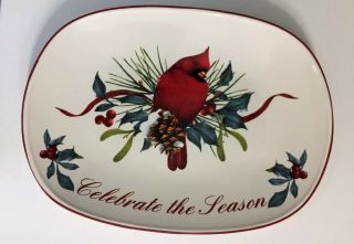 Lenox Christmas Winter Greetings Celebrate The Season 11 " Red Cardinal Tray