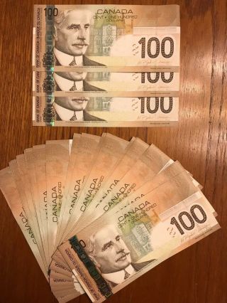 1x Canada Canadian $100 Unc Banknote Bill Currency,  Consecutive Sn,  2004