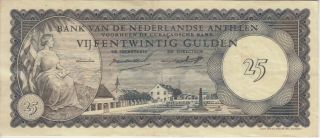 Netherlands Antilles Banknote P3 - 4521 25 Gulden 2.  1.  1962 Prefix Nº,  Vf
