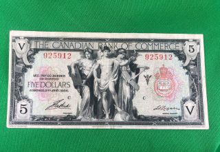 The Canadian Bank Of Commerce 1935 $5 Chartered Bank Note