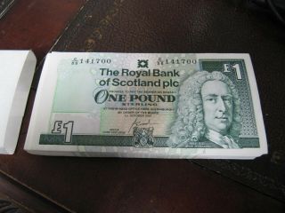 100 Consecutive Royal Bank Of Scotland 1 Pound Notes - Gems