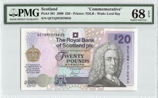 Scotland,  Royal Bank 2000 P - 361 Pmg Gem Unc 68 Epq 20 Pounds Commem.