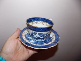 Real Old Willow Gold Rim Tea Coffee Cup And Saucer Made In England