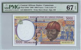 Central African States / Cameroun 2000 P - 204ef Pmg Sg Unc 67 Epq 5000 Francs