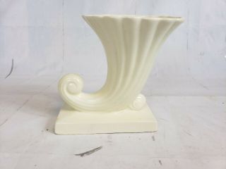 Vintage Haeger White Ceramic Cornucopia Graduated Vases 6 1/2 " A23