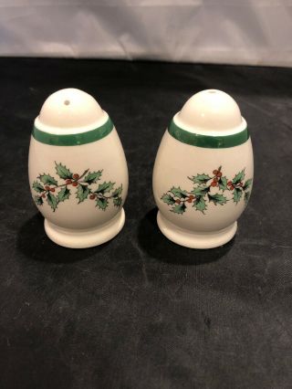 Spode " Christmas Tree " 3” Tall Salt & Pepper Shakers Made In England