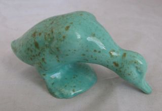 Pair Vtg Turquoise Duck Figurines Mid Century Modern California Pottery,  Metlox? 2