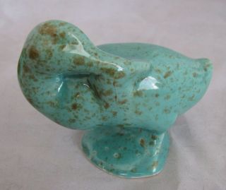 Pair Vtg Turquoise Duck Figurines Mid Century Modern California Pottery,  Metlox? 3