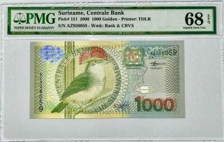 Suriname 1000 1,  000 Gulden 2000 P 151 Gem Unc Pmg 68 Epq Highest