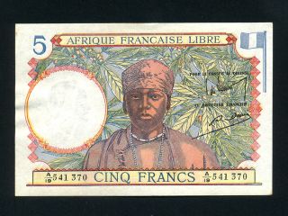 French Equatorial Africa:p - 6,  5 Francs,  1941 Flag Au - Unc
