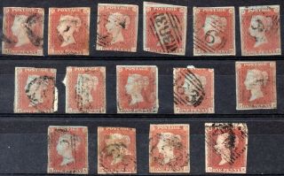 Gb 1841 Qv Imperf Penny Reds On Blued Paper X 15