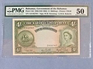 Bahamas 4 Shillings P - 13 - D 1936 (nd 1963) Pmg 50