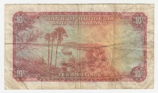 Rhodesia and Nyasaland 10 Shillings 1961 P 20b VF (e148) 2