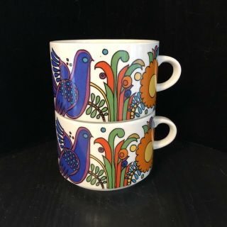 Set Of 3 Mugs Villeroy & Boch Acapulco Colorful Folk Art Mexican Birds