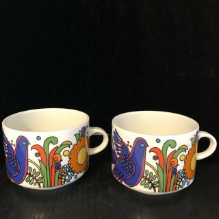 Set of 3 Mugs Villeroy & Boch Acapulco Colorful Folk Art Mexican Birds 3