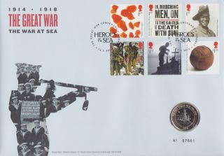 Gb Stamps First Day Cover 2015 Great War At Sea With £2 Coin