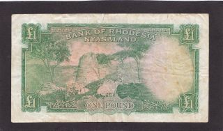 Rhodesia and Nyasaland 1 Pound 1961 P - 21b (tear) G 2