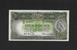 Unc " Commonwealth Bank " Sign.  Coombs - Wilson 1 Pound 1953 Australia England