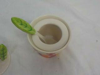 Villeroy and Boch Flower Honey or Relish Jar and Spoon Pot 2