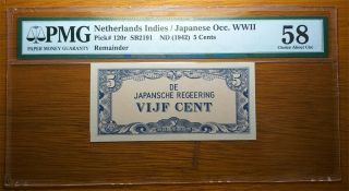 Netherlands Indies / Japanese Occ 5 Cents 1942 - Reminder - Pmg 58