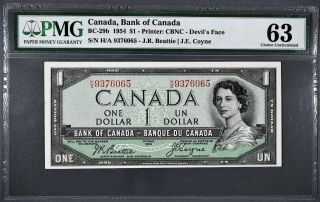 1954 $1 Dollar Bank Of Canada Devil 