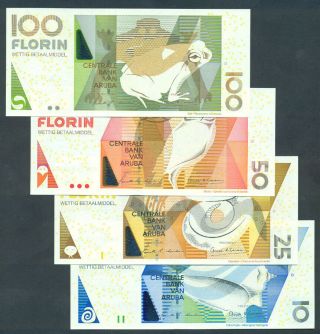 Aruba Set 10 25 50 100 Florin 2003 Banknote Billet Unc