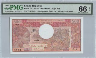 Congo 1983 P - 2d Pmg Gem Unc 66 Epq 500 Francs