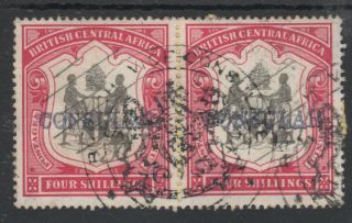 British Central Africa 1898 4/ - Red Consular Revenue Stamp Pair Good