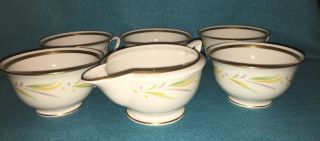 Royal Jackson Fine China Autumn Smooth Edge Set Of 6 Footed Cups And Creamer