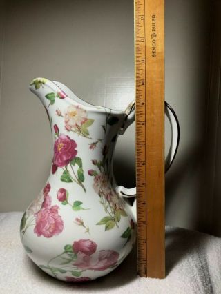Extra Large 9 - 1/2 " Redoute Roses Chintz Pitcher Formalities By Baum Bros.