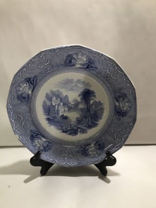 Staffordshire Blue Transfer W Adams Ironstone Plate Navarino Pattern 1840’s