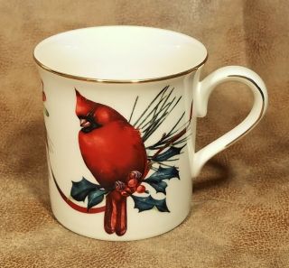 Lenox Winter Greetings Cardinal Coffee Mug Fine Ivory China Cup