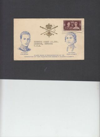 1937 Coronation Unusual Illustration Kenmore Stamp Co Usa Fdc London Wc Cancel