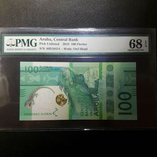 Aruba Central Bank 2019 100 Florins Pmg 68 Epq