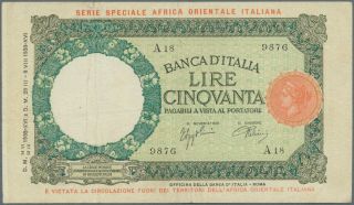 653456 Italian East Africa 50 Lire 1938,  P.  1_f,  /vf -