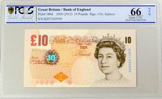 Bank Of England Great Britain 10 Pounds 2000 Mismatched No.  Error Pcgs 66 Opq