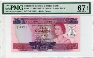 Solomon Islands 10 Dollars 1984 P - 11 Pmg Gem Unc 67 Epq
