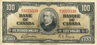 Canada $100 Dollars Currency Banknote 1937