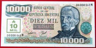 Argentina Banknote 10000 Australes,  Pick 331 Unc 1989 (overprinted) - Low Serial