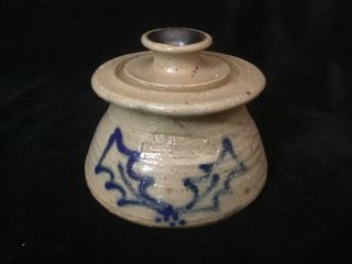 Bruce Stebner Salt Glazed Stoneware Pottery Candleholder/ Oil Lamp