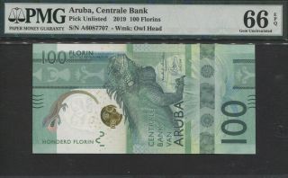 Tt Pk Unl 2019 Aruba - Central Bank 100 Florins Pmg 66 Epq Gem Uncirculated