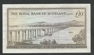F45 Royal Bank of Scotland 10 pounds 1969,  P331,  XF w/ relatively low serial 2