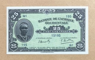 French West Africa - 25 Francs - 1942 - Pick 30b,  Unc.