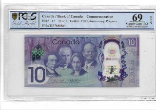 Canada/bank Of Canada 2017 10 Dollars 150th Anniversary Pcgs 69 Opq