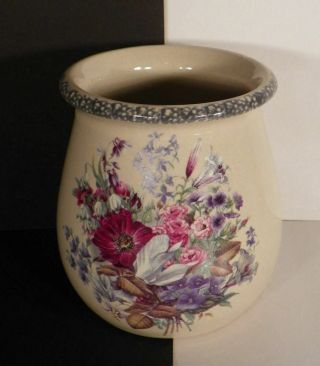 Home And Garden Party Floral Utensil Holder Crock Stoneware 2000
